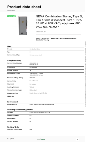 8538SCG34V07 Datasheet PDF Schneider Electric