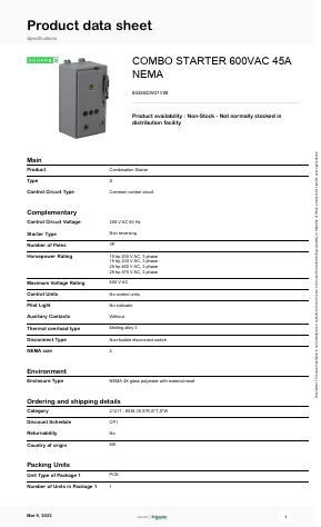 8538SDW21V08 Datasheet PDF Schneider Electric