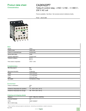 CA2KN22P7 Datasheet PDF Schneider Electric