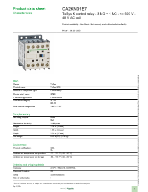 CA2KN31E7 Datasheet PDF Schneider Electric