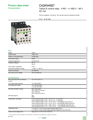 CA2KN40E7 Datasheet PDF Schneider Electric