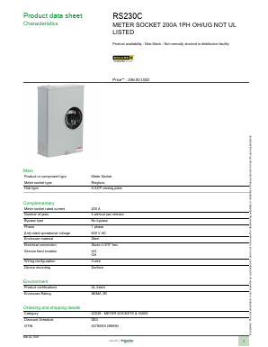 RS230C Datasheet PDF Schneider Electric