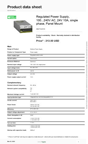 ABLP1A24100 Datasheet PDF Schneider Electric