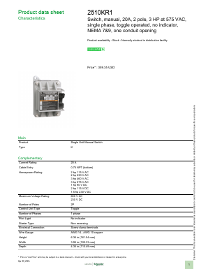 2510KR1 Datasheet PDF Schneider Electric