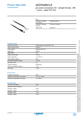 XZCPA0941L5 Datasheet PDF Schneider Electric