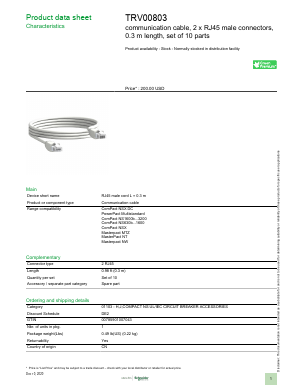 TRV00803 Datasheet PDF Schneider Electric