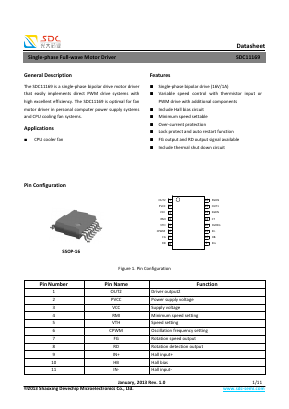 SDC11169LTR-G1 Datasheet PDF Shaoxing Devechip Microelectronics Co., Ltd