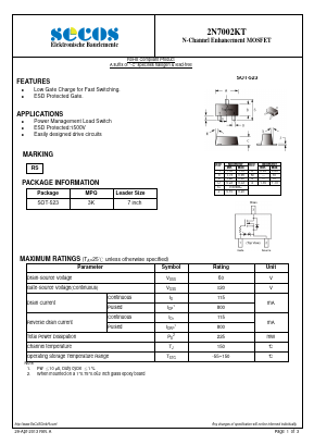 2N7002KT Datasheet PDF SEC Electronics Inc.