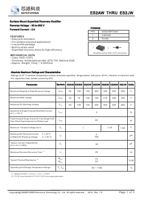 ES2AW Datasheet PDF Xian Semipower Electronic Technology Co., Ltd.