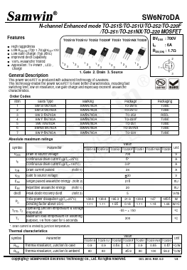 SW6N70DA Datasheet PDF Xian Semipower Electronic Technology Co., Ltd.