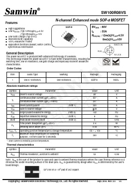 SW100R08VS Datasheet PDF Xian Semipower Electronic Technology Co., Ltd.