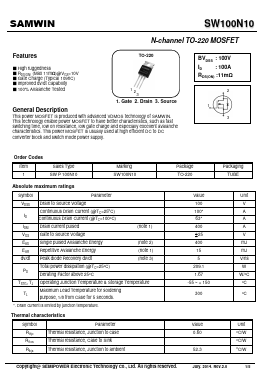 SW100N10 Datasheet PDF Xian Semipower Electronic Technology Co., Ltd.