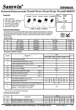 SW6N65K Datasheet PDF Xian Semipower Electronic Technology Co., Ltd.