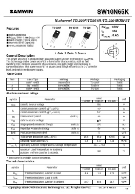 SWI10N65 Datasheet PDF Xian Semipower Electronic Technology Co., Ltd.