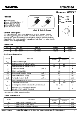 SWF4N60A Datasheet PDF Xian Semipower Electronic Technology Co., Ltd.