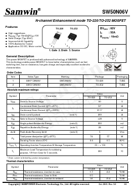 SW50N06V Datasheet PDF Xian Semipower Electronic Technology Co., Ltd.