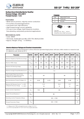 SS14F Datasheet PDF Xian Semipower Electronic Technology Co., Ltd.