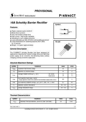 P16M40CT Datasheet PDF SemiWell Semiconductor