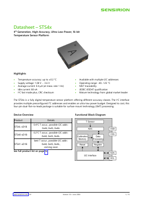 STS40 Datasheet PDF Sensirion AG Switzerland