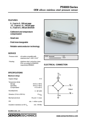 PS9050AL Datasheet PDF Sensortechnics GmbH