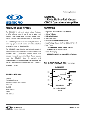 SGM8067 Datasheet PDF Shengbang Microelectronics Co, Ltd