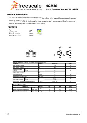 AO4886 Datasheet PDF SHENZHENFREESCALE