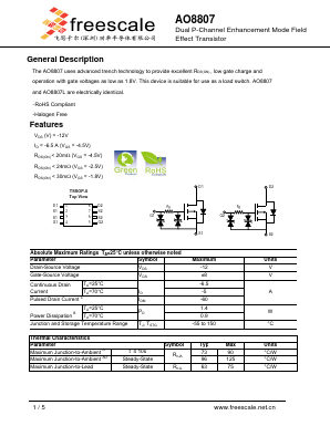 AO8807 Datasheet PDF SHENZHENFREESCALE