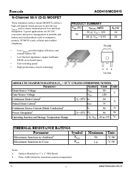 AOD410 Datasheet PDF SHENZHENFREESCALE