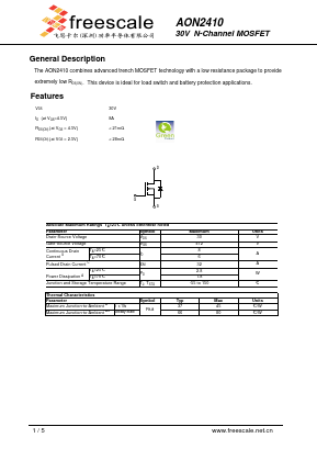 AON2410 Datasheet PDF SHENZHENFREESCALE