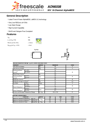 AON6508 Datasheet PDF SHENZHENFREESCALE