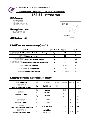 1SS181 Datasheet PDF SHENZHEN SLS TECHNOLOGY CO.,LTD.