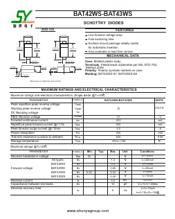 BAT43WS Datasheet PDF Shunye Enterprise