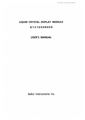 G121600N000 Datasheet PDF Seiko Instruments Inc