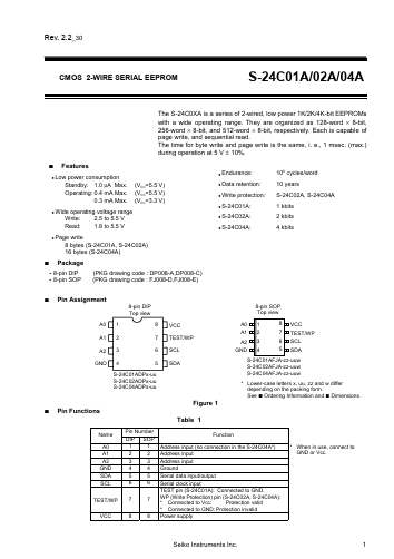 S-24C02ADPA-TB11- Datasheet PDF Seiko Instruments Inc