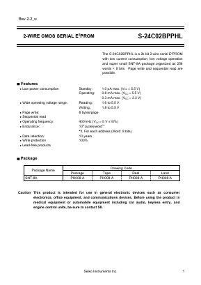 S-24C02BPPHL Datasheet PDF Seiko Instruments Inc