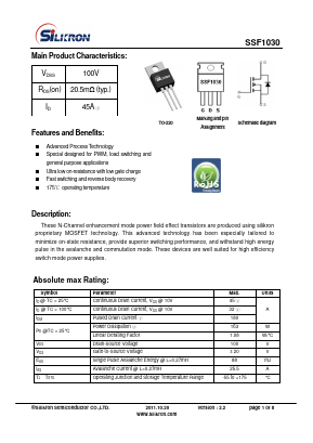 SSF1030 Datasheet PDF Silikron Semiconductor Co.,LTD.