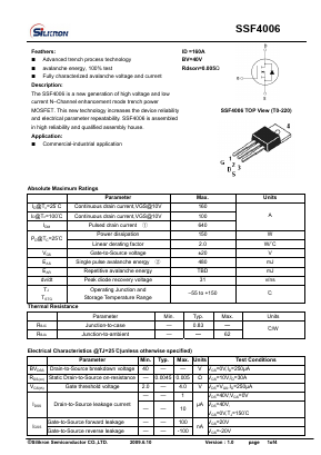 SSF4006 Datasheet PDF Silikron Semiconductor Co.,LTD.