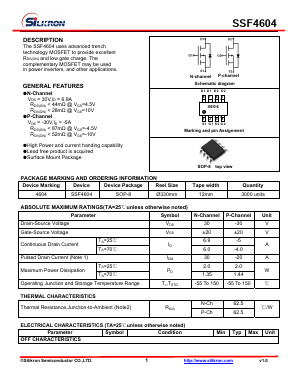 SSF4604 Datasheet PDF Silikron Semiconductor Co.,LTD.