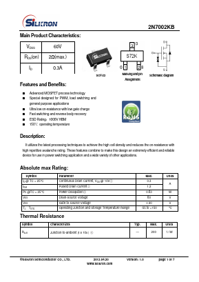 2N7002KB Datasheet PDF Silikron Semiconductor Co.,LTD.