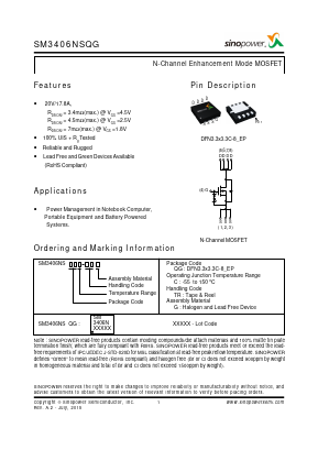 SM3406NSQG Datasheet PDF Sinopower Semiconductor Inc