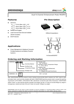 SM9990DSQGC-TRG Datasheet PDF Sinopower Semiconductor Inc