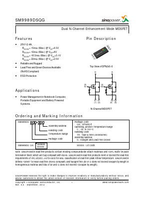 SM9989DSQG Datasheet PDF Sinopower Semiconductor Inc