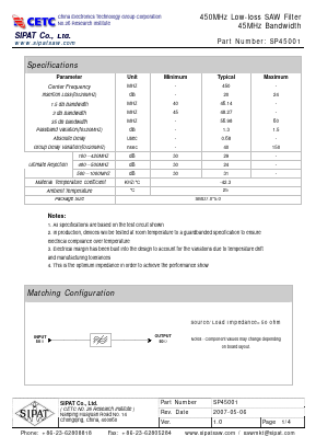 SP45001 Datasheet PDF SIPAT Co,Ltd