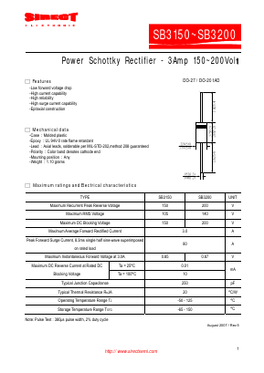 SB3200 Datasheet PDF Sirectifier Global Corp.