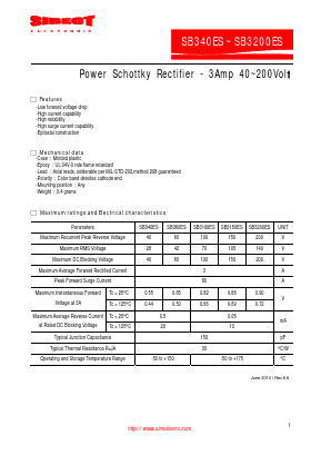 SB3200ES Datasheet PDF Sirectifier Global Corp.