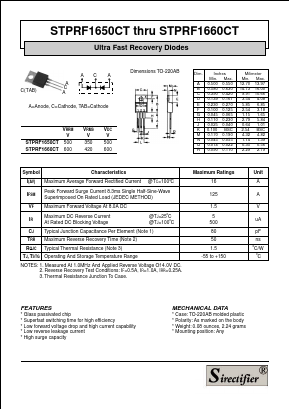 STPRF1660CT Datasheet PDF Sirectifier Global Corp.