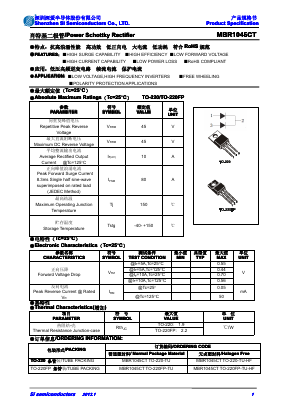MBR1045CT Datasheet PDF Shenzhen SI Semiconductors Co.,LTD.