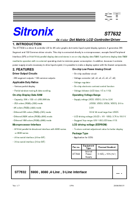 ST7632 Datasheet PDF Sitronix Technology Co., Ltd.