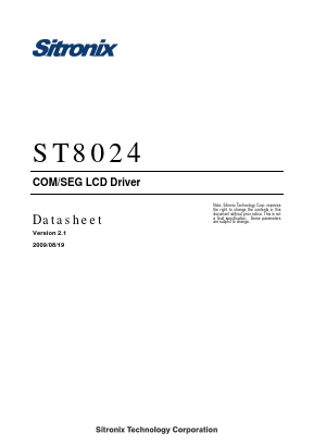 ST8024 Datasheet PDF Sitronix Technology Co., Ltd.