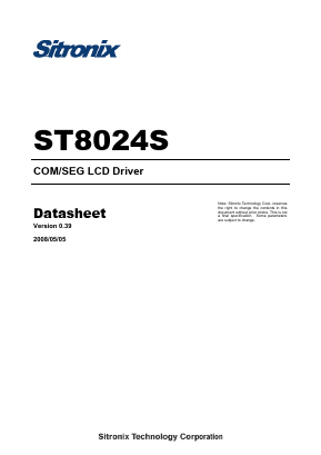 ST8024S Datasheet PDF Sitronix Technology Co., Ltd.